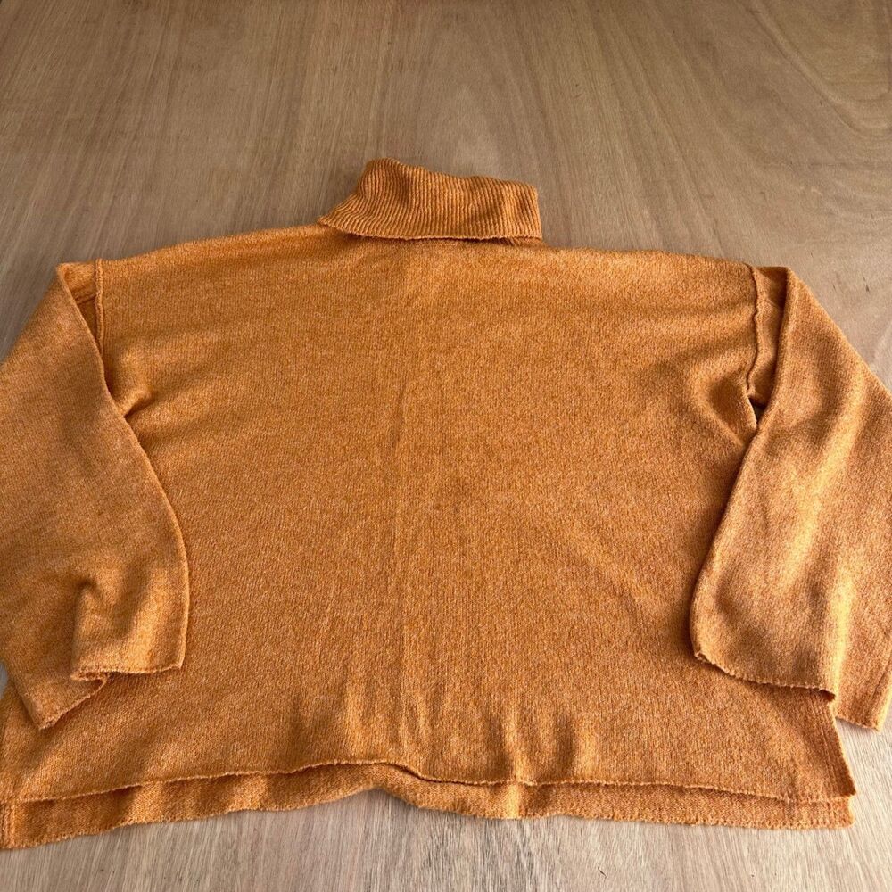 Pink Lily Women’s Rust Orange Turtleneck Sweater Boxy Fit Cozy Fall Knit Size L